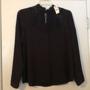 Black lace collar top